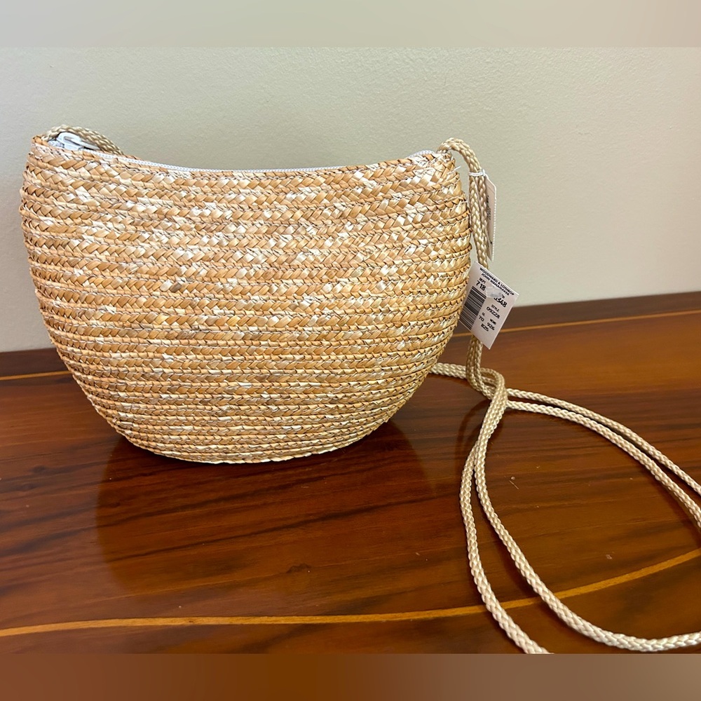 Vintage woven rattan straw bag from Woodward & Lothrop Beautiful NOS